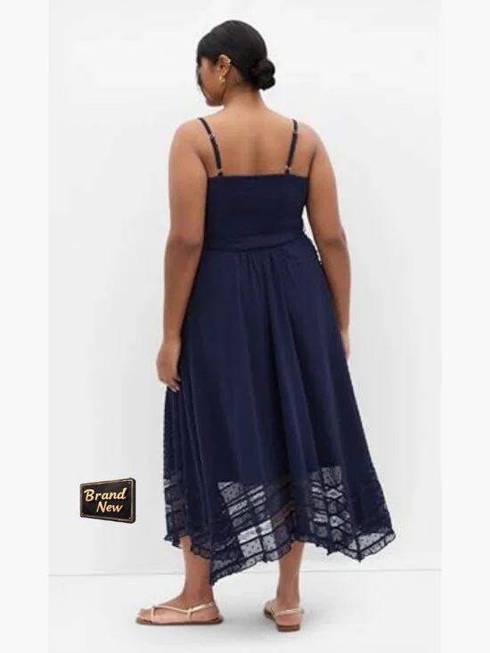 Plus Size Cocktail Dress with Lace Trim Adjustable Straps Midi Length - Picture 2 of 6